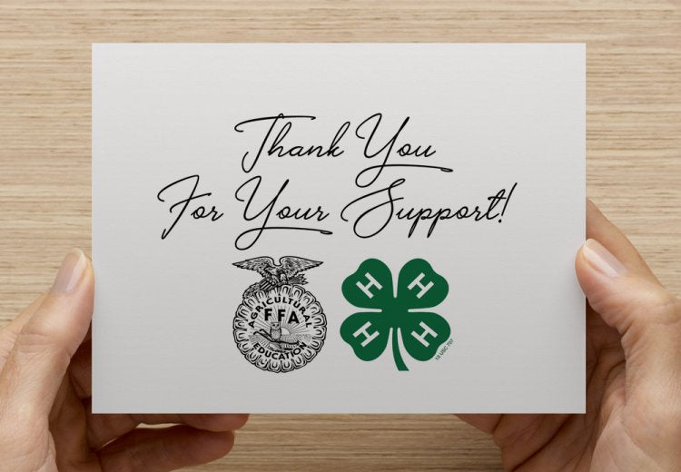 Thank You For Your Support 4-H + Animal - 5 Pack Thank You Cards