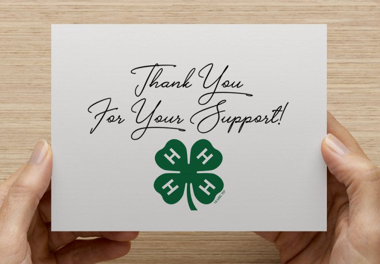 Thank You For Your Support 4-H + Animal - 5 Pack Thank You Cards