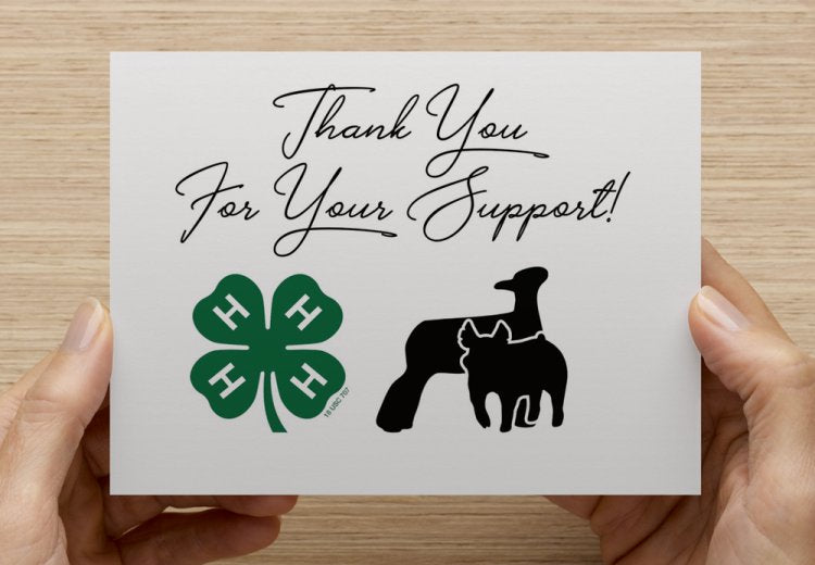 Thank You For Your Support 4-H + Animal - 5 Pack Thank You Cards