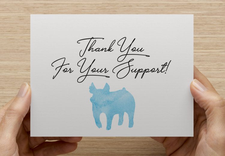 Thank You For Your Support + Animal - 5 Pack Thank You Cards