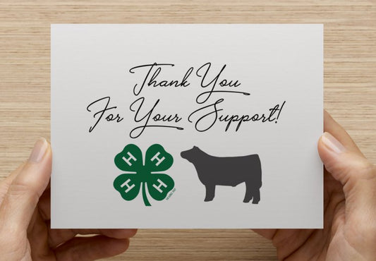 Thank You For Your Support 4-H + Animal - 5 Pack Thank You Cards