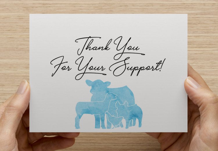 Thank You For Your Support + Animal - 5 Pack Thank You Cards