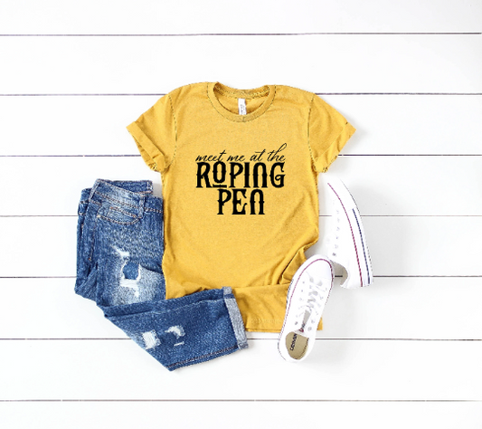 Meet Me at the Roping Pen {Black Graphic} - Adult Tee