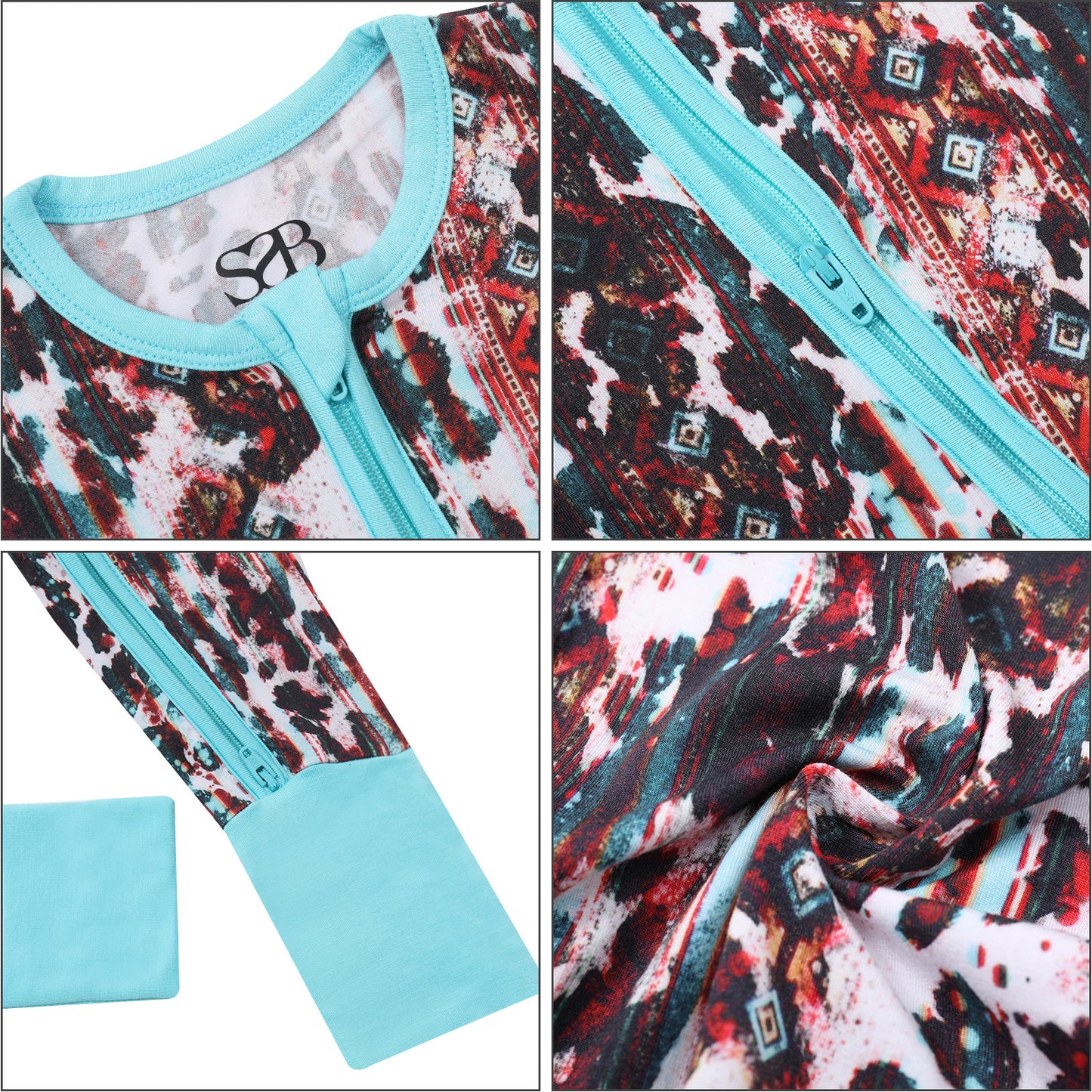 Cowhide & Cyan Zipper Jams